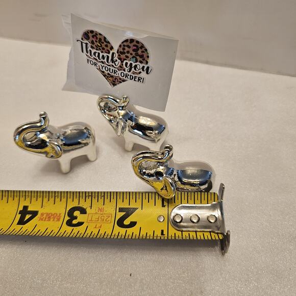 Trunk up 3 silver elephant place card holders For name cards Kate Aspen 2016 - Picture 4 of 6